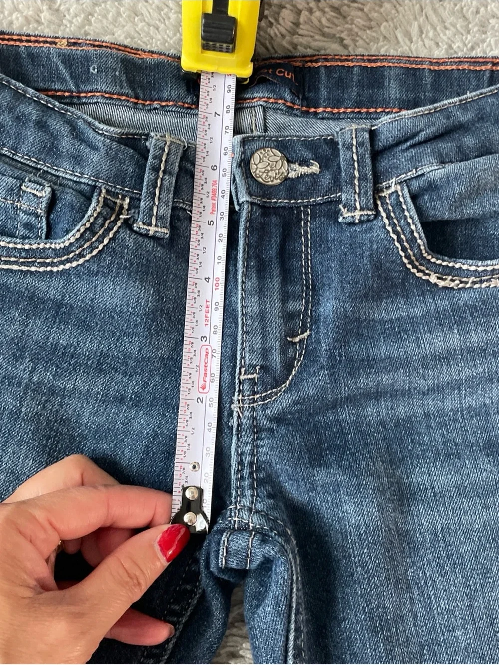 Levi's Boot Cut Dark Wash Girls Sz 10R Adjustable Waist Flap Pockets Flare